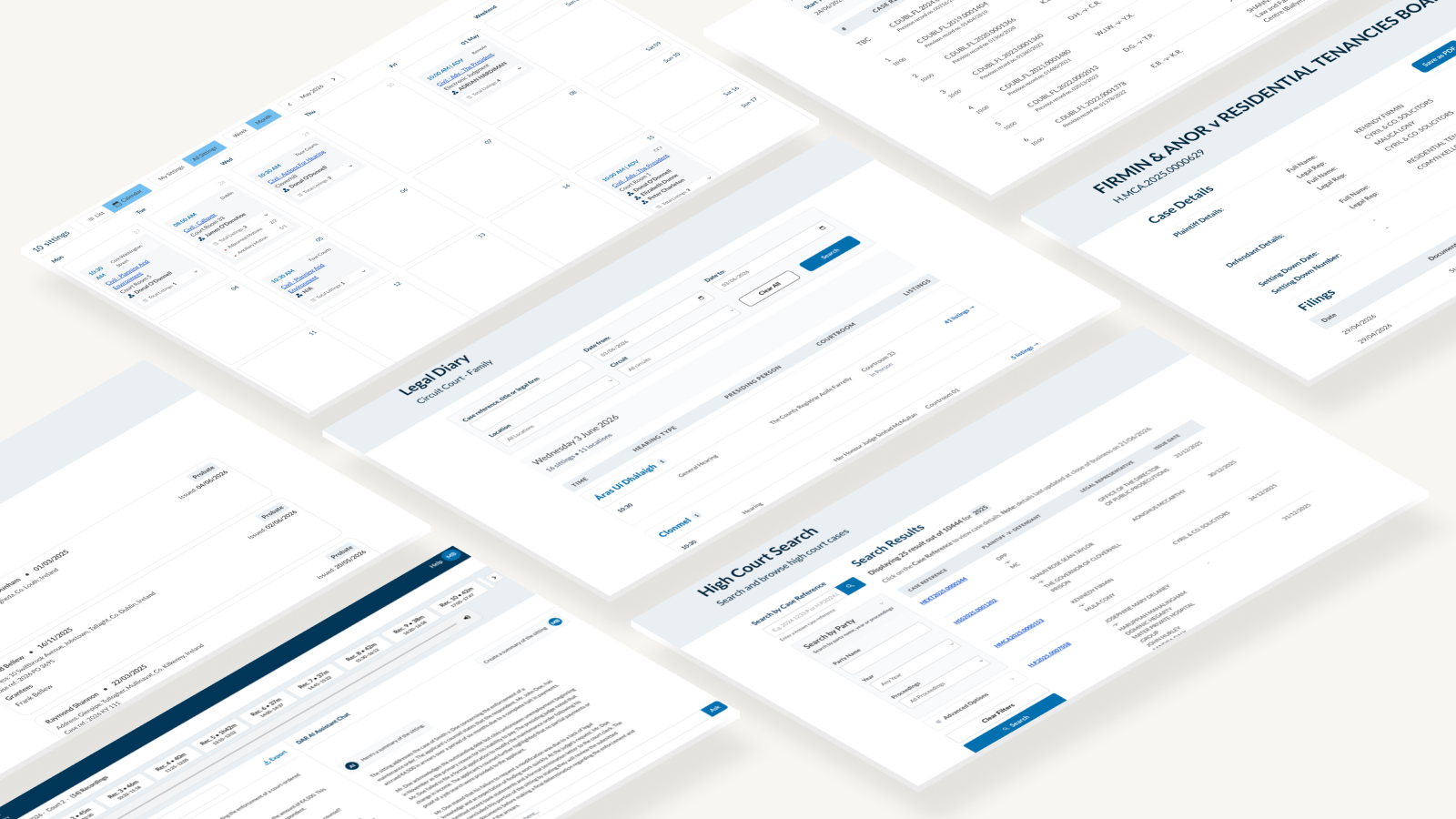 Search and scheduling dashboard interfaces